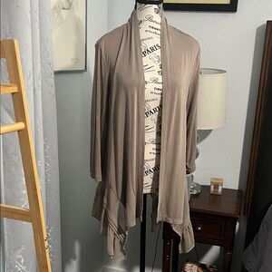 LOGO by Lori Goldstein Taupe Cardigan